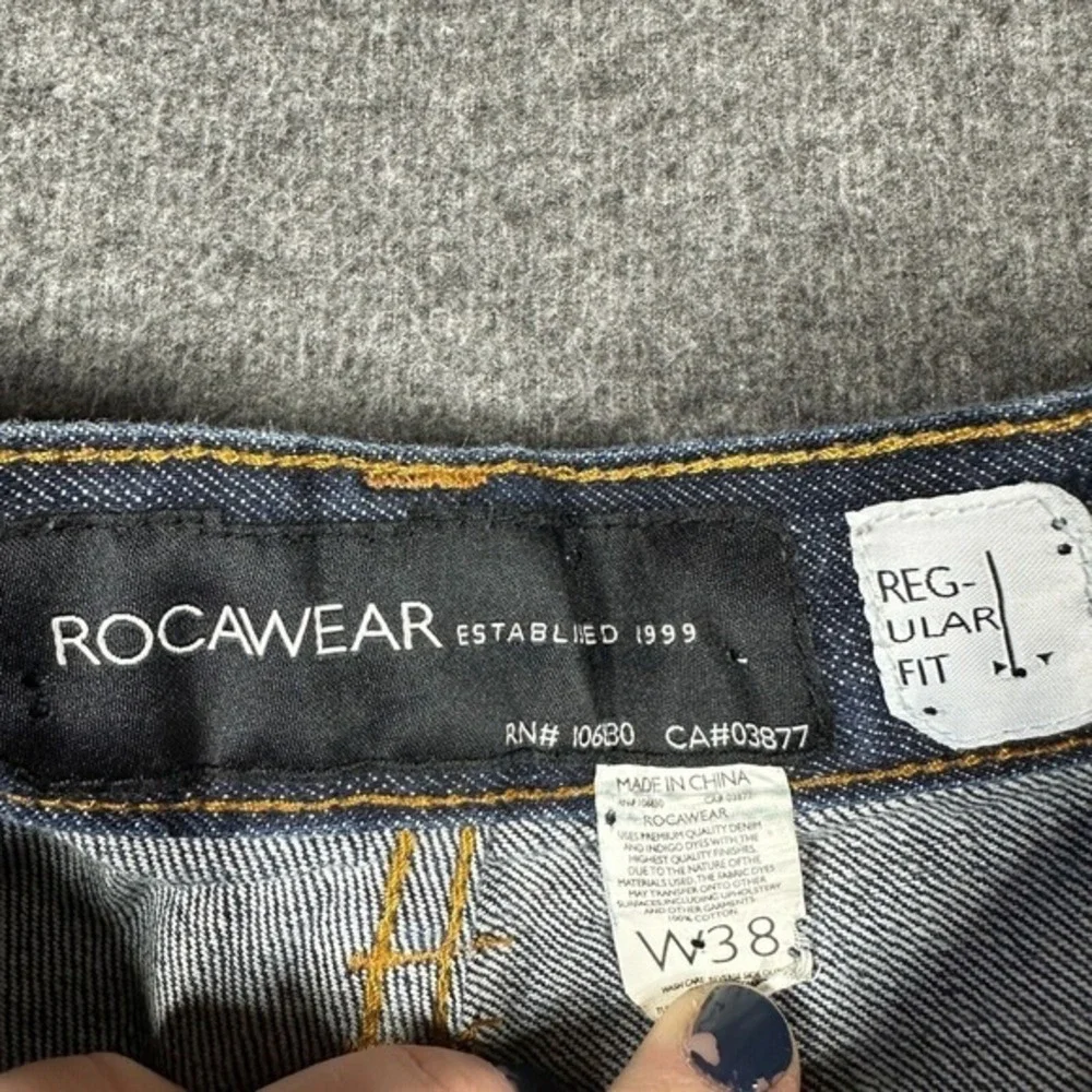 Vintage‎ Y2K Rocawear Baggy Jorts Jean shorts Mens 38 Dark Wash Denim 14